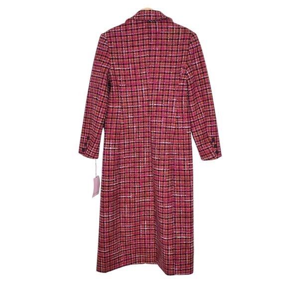 Avec Les Filles Single Breasted Tweed Maxi Coat Boucle Long Tweed Size Small New - Picture 6 of 14